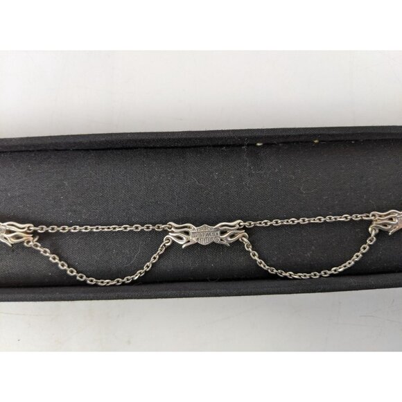 Harley Davidson Sterling Silver 925 Ankle Bracelet Anklet Bar Shiled Flame - Picture 7 of 16
